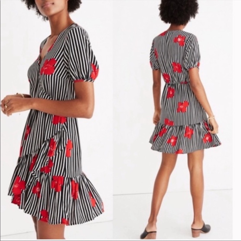 Madewell Bianca Floral Ruffle Wrap Dress